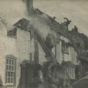 Fighting a fire in Winchester Street, taken by Reg Simmonds in 1946