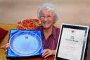 Healthy blood count: Jean Camfield who has received her Emerald Award after giving blood 78 times.