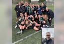 Chelsea legend Petr Cech clicks a photo of Andover New Street U18 girls team and coaches using the BeReal app