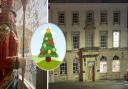 Left: One of the Nutcracker King in Andover High Street; Right: The Lloyds building in Andover where the Christmas show will be projected