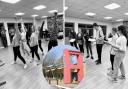 Members of Andover Musical Theatre Company prepare for the show (insert: The Lights, Andover. Credit: Cllr Phil North)