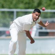 Andover Cricket Club's 1st XI bowler Babu Veettil in action. Credit: Andy Brooks.
