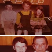 (Top) Trevor Kerr and sister Amanda with aunt Marie. (Bottom) Trevor with uncle Ted