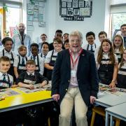 Simon Weston with the students of The Wellington Academy.