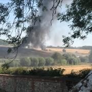 Tractor fire at Nether Wallop, photo: Gary Richardson
