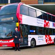 The special poppy bus unveiled in Andover