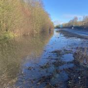 The A303 is currently partly submerged after heavy rain.