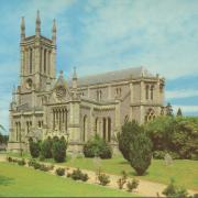 St Mary’s Church, Andover, from the Garden of Remembrance, during the 1960s