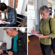 Photos of residents signing the petition