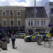 Police attending an incident in High Street, Andover.