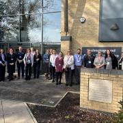 Andover College staff and visiting employers after the opening of the T-Level provision