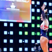 Saskia Servini winning the bronze medal at the world tumbling championships