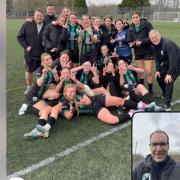 Chelsea legend Petr Cech clicks a photo of Andover New Street U18 girls team and coaches using the BeReal app