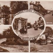Postcard with 'Greetings from Andover', circa early 20th century. From the David Howard collection