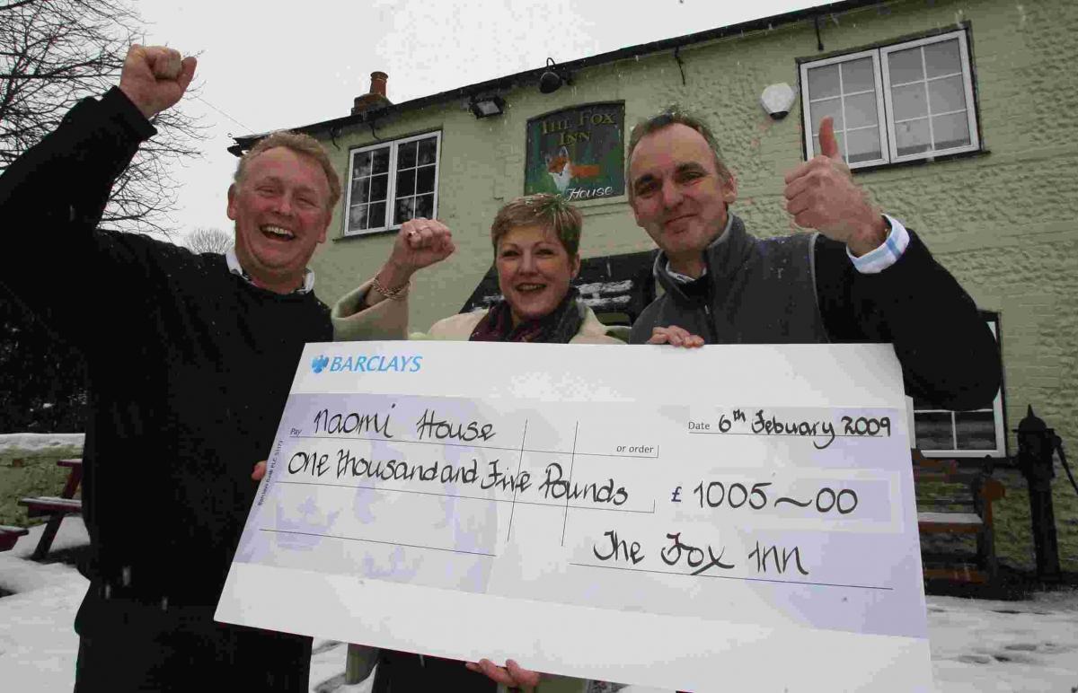 Cheque presentation for Naomi House at The Fox Inn, Tangley 2009