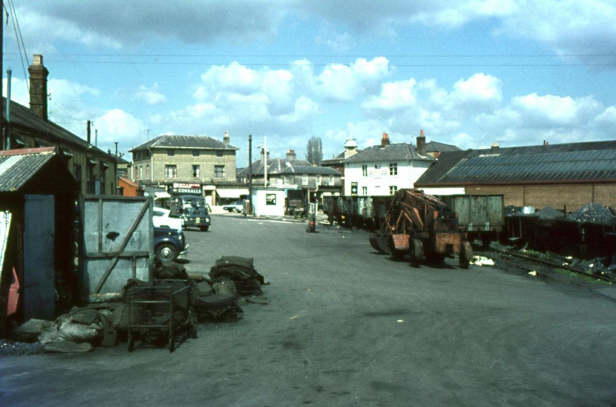 The Andover Coal Yard (and Andover Town Station yard), off Bridge Street.. Today the site of the Roundabout at Sainsburys Town Centre Branch.

Picture from Jeffrey Saunders collection