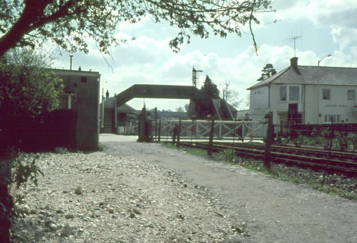 Footbridge of Andover Town Station. Photo taken from the side of the trackbed where Western Avenue now lies.

Photo from the Jeffrey Saunders collection