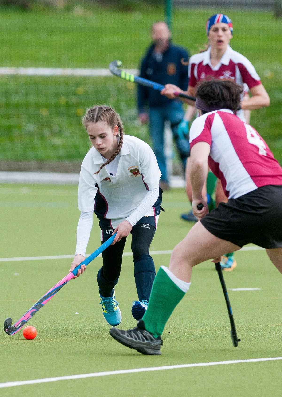 Action from Andover Ladies 3rd hockey team v Portsmouth & Southsea. 1st April 2017 - Pic Andy Brooks