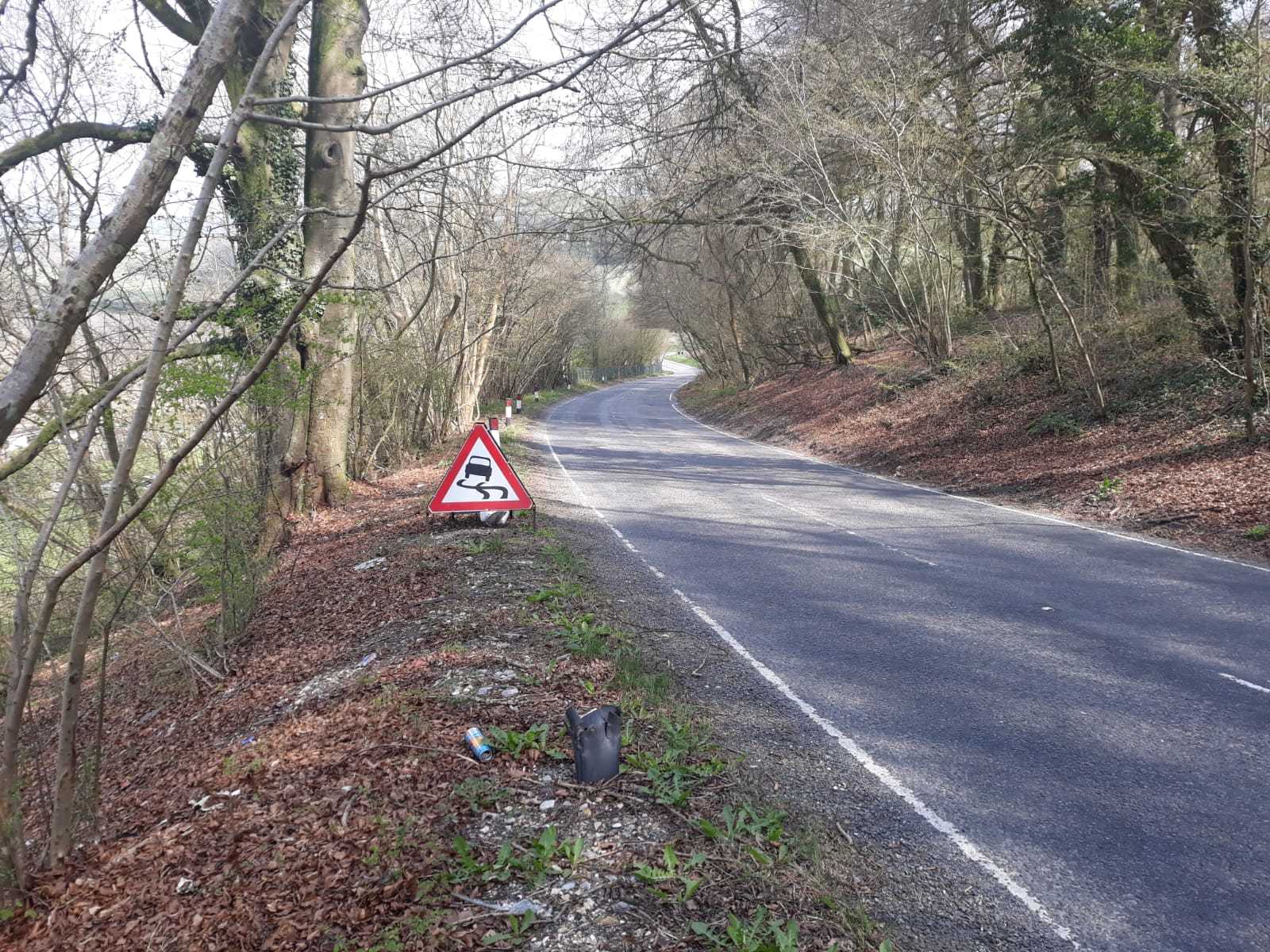 The scene where Alex Sartain crashed his motorbike on Doiley Hill