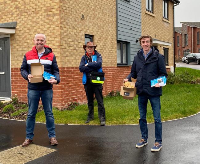 Cllr Tristan Robinson, right, pictured canvassing in March 2021 in Basingstoke after travelling down from London (Credit: Facebook/ Tristan Robinson)