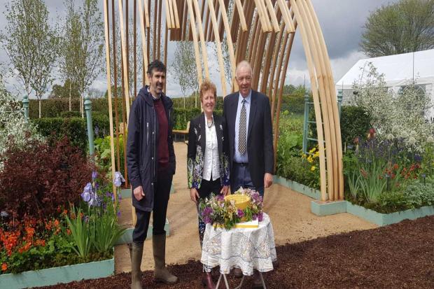 Adam Frost, Rosy Hardy and Rob Hardy at the opening of the pair's new garden at their Freefolk nursery