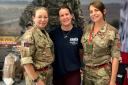 WO2 Jennie Roberts, Karen Collett and WO2 Cheryl Roberts at the bake sale held at Andover Army headquarters.