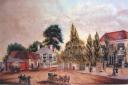 Unsigned watercolour view of Bridge Street in Andover Museum