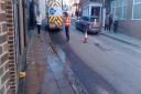 Photo of Southern Water workers on St George's Street in Winchester