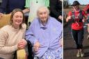 Gemma with her grandma Shirley Clinch who passed away two weeks ago from dementia; Right: Gemma during one of her training runs