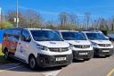Some of Southern Water's new fleet of vans which are fitted with solar panels on their roof