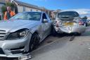 The Mercedes crashed into the Nissan Micra