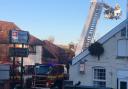 Firefighters at the spot of fire in Overton