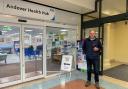 George Bacon in front of the Andover Health Hub in Chantry Centre