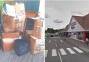 The cardboard boxes found by officers and Tesco Extra