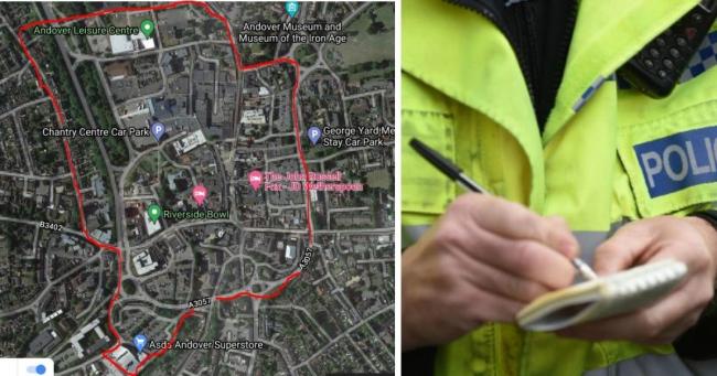 A map showing the areas covered by dispersal orders in Andover