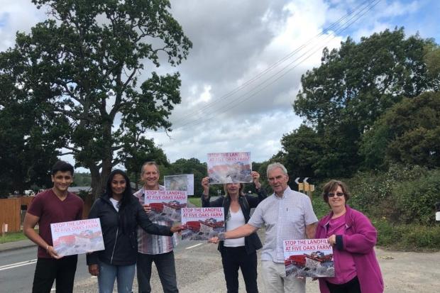 Campaigners at the entrance to Five Oaks Farm in Shedfield. Picture: Supplied