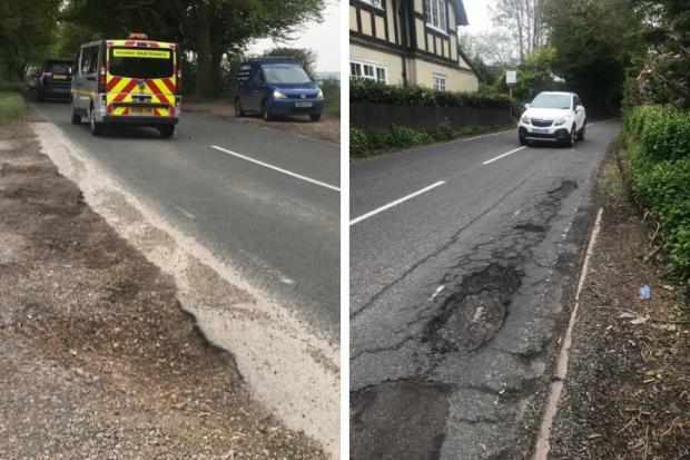 The lay-by (left) and the tight 'S' bend on the A3057. Pictures: John Green