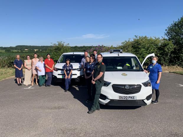 Andover Advertiser: Staff members of Southern Health NHS Foundation Trust, Hampshire Hospitals NHS Foundation Trust and South-Central Ambulance Service (SCAS), and Wessex Academic Health Science Network (AHSN) for the Hampshire falls and frailty van launch with. July 14