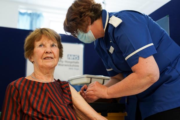 Andover Advertiser: Margaret Keenan, 92, receives her spring Covid-19 booster shot at University Hospital Coventry. Picture: PA