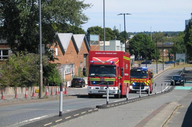 Fire and rescue services making their way to Dock Gate 20, First Avenue, Southampton, on July 14. Photo: Simon Rowley.