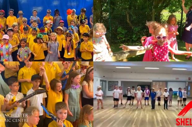 Stanmore Primary School, Winnall Primary School, Twyford St Marys CofE Primary School and Western CE Primary School taking part in Movin' On Up