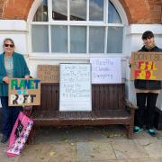 Ruth Vale (Left) and Esther Jay (Right) protested on Friday September 25