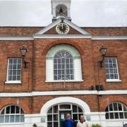 Barry and Brian Jackman in front of the Whitchurch clock they have maintained for almost 20 years
