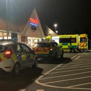 Police and ambulance services outside Tesco Extra after the incident
