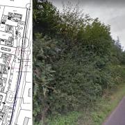 The site of the proposed development in Houghton, and outline plans. Credit: TVBC/Street View