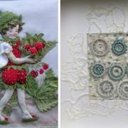 Left: Strawberry Fairy by Sheena Archer; Right: Work by Olwyn Pearson. These pieces among others will be on display at Whitchurch Silk Mill from January 15
