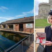 Left: Whitchurch Silk Mill; Right: Christine Christine Beresford with her MBE
