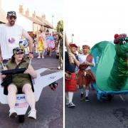 Dozens turned out to support the Overton Wheelbarrow Race.