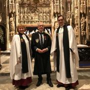 From left: Dean Catherine Ogle, Bruce Parker, Cathedral Precentor Canon Andy Trenier