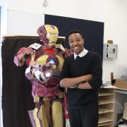 Keiran with the Iron Man suit